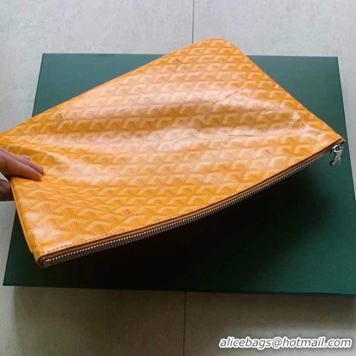 Free Shipping Goyard Original Senat Pouch iPad Bag Medium M020115 Yellow