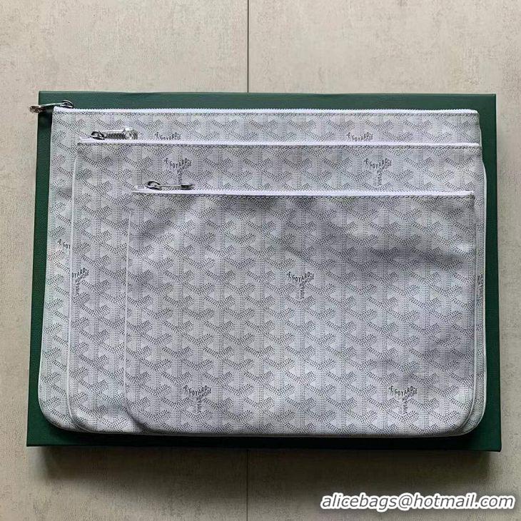 New Stylish Goyard Original Senat Pouch iPad Bag Medium M020115 White