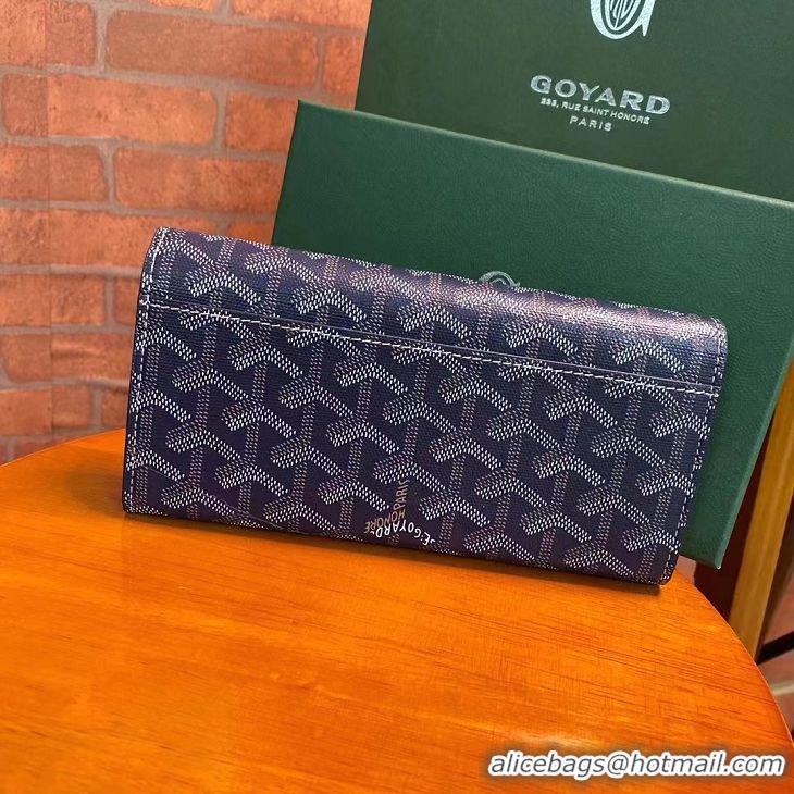 Buy Discount Goyard Original Long Purse 020174 Navy Blue