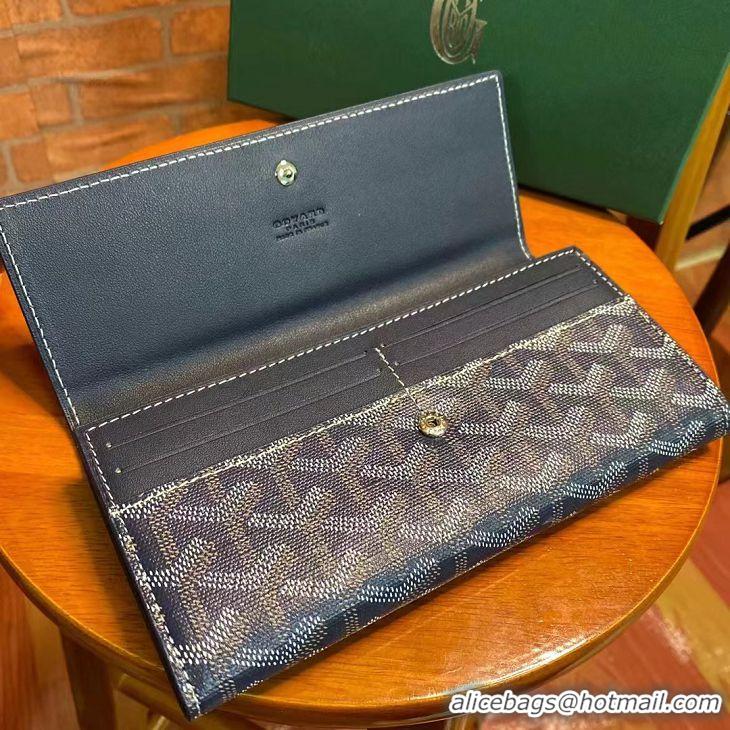 Buy Discount Goyard Original Long Purse 020174 Navy Blue