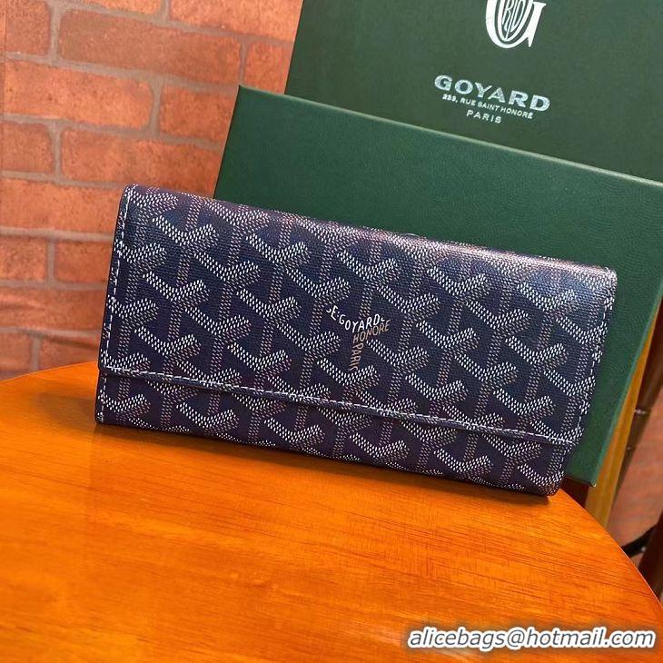 Buy Discount Goyard Original Long Purse 020174 Navy Blue