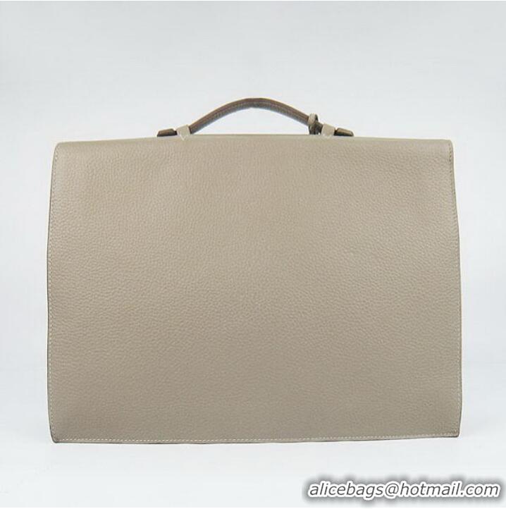 Hermes Sac Depeche 38cm Briefcase Clemence Grey