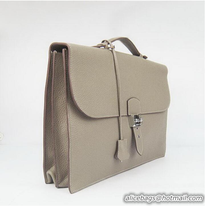 Hermes Sac Depeche 38cm Briefcase Clemence Grey