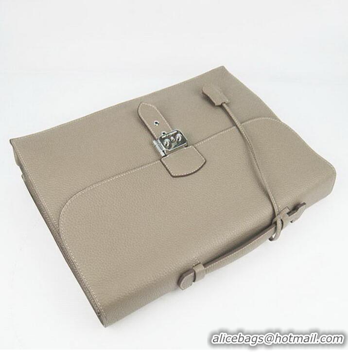 Hermes Sac Depeche 38cm Briefcase Clemence Grey