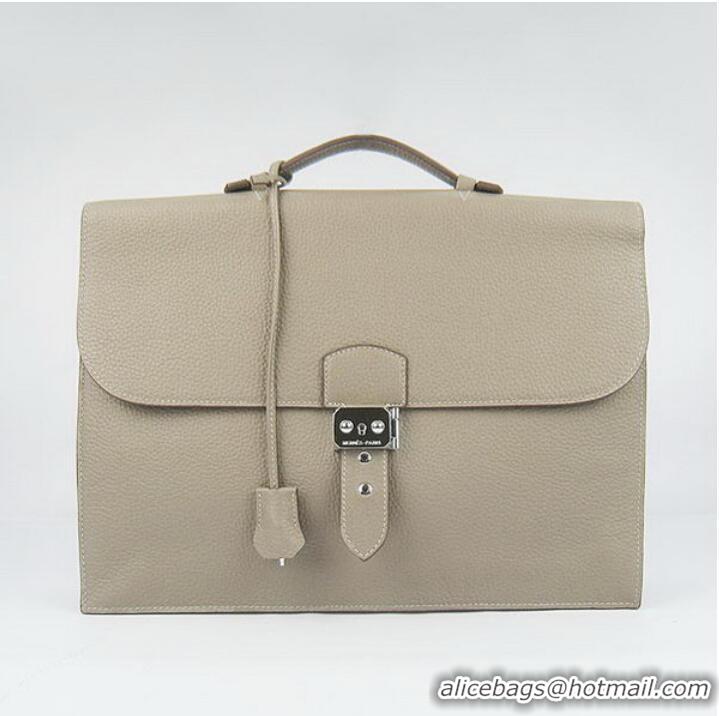 Hermes Sac Depeche 38cm Briefcase Clemence Grey