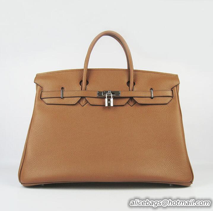 Hermes Birkin 40CM Togo Handbag Light Coffee 6099 Silver