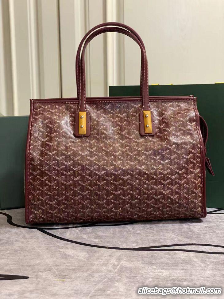 Free Shipping Bulk Goyard Sac Marquises Zippered Tote Bag 00317 Burgundy