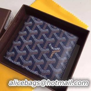 New Stylish Goyard Short 6 Card Slots Bi-Fold Wallet 020085 Navy Blue