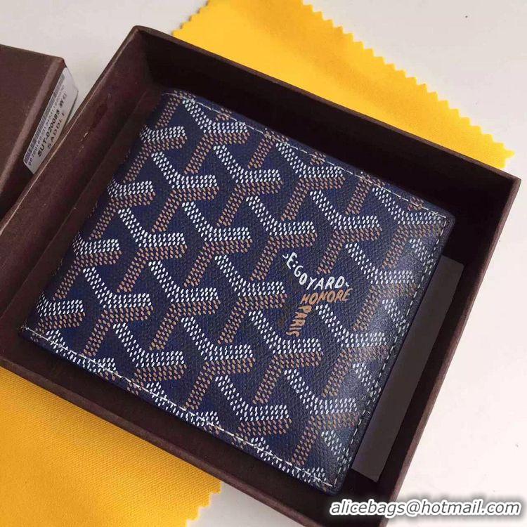 New Stylish Goyard Short 6 Card Slots Bi-Fold Wallet 020085 Navy Blue