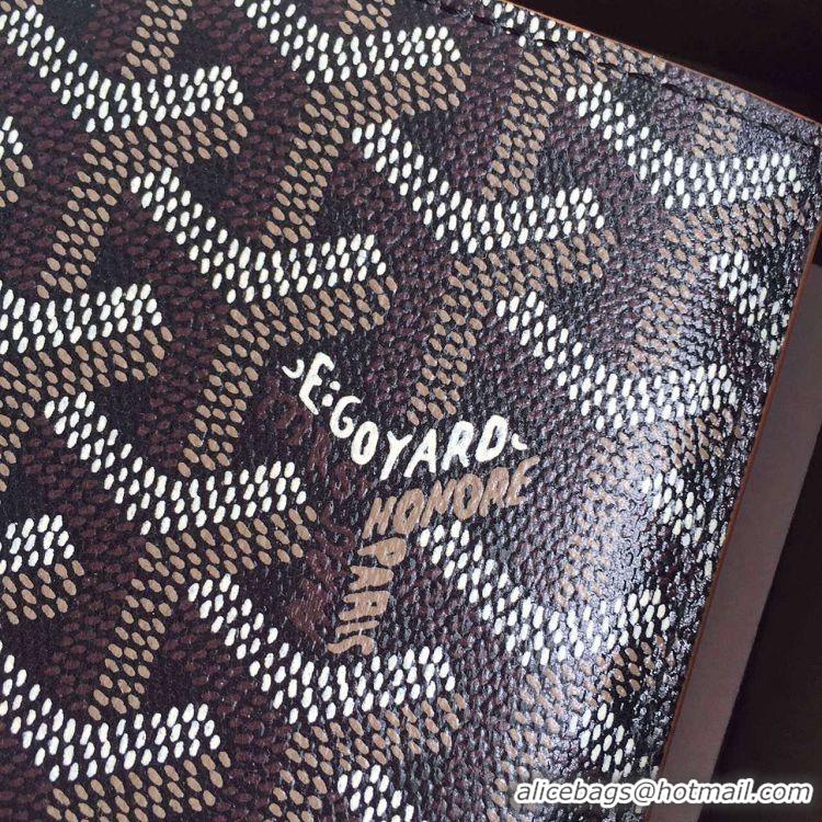 AAAAA Discount Goyard Short 6 Card Slots Billfold Wallet 020085 Black And Tan