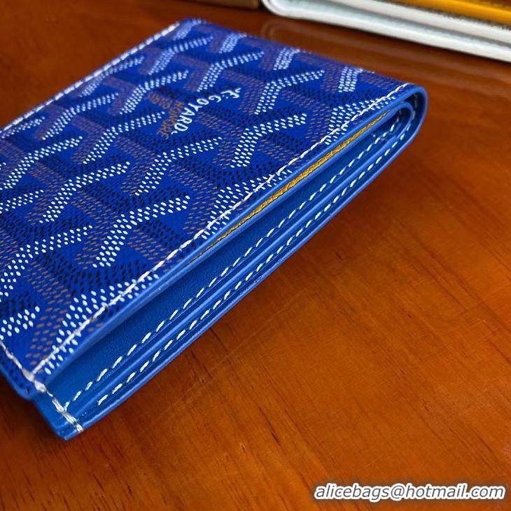 Free Shipping 2014 Goyard Short 8 Card Slots Billfold Wallet 020085a Light Blue