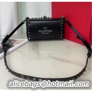 Shop Grade VALENTINO GARAVANI Rockstud Alcove Grain calf shoulder bag CV0189 black