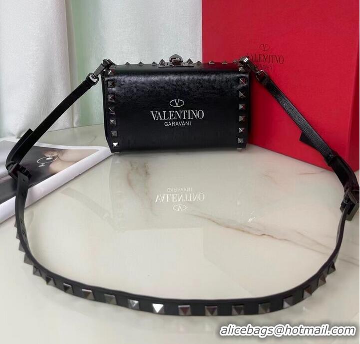 Shop Grade VALENTINO GARAVANI Rockstud Alcove Grain calf shoulder bag CV0189 black