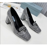 Funny Prada Crystal Loafers 7cm 1D764M Silver