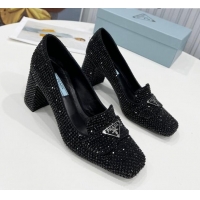 Affordable Price Prada Crystal Loafers 7cm 1D764M Black