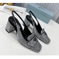 Discount Prada Crystal Slingback Loafers 7cm 021652 Silver