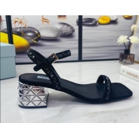 Best Design Prada Crystal Sandals 5cm 021656 Black