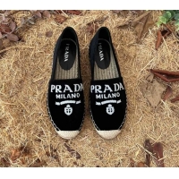 Stylish Prada Logo Canvas Espadrilles 021754 Black