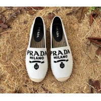 Good Quality Prada Logo Canvas Espadrilles 021754 White