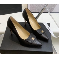 Top Quality Chanel Vintage Buckle Calfskin High Heel Pumps 8cm 021516 Black