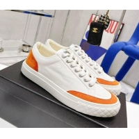 Grade Quality Chanel White Canvas Sneakers 021558 Orange