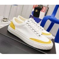 Discount Chanel White Canvas Sneakers 021558 Yellow