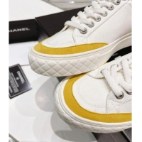 Discount Chanel White Canvas Sneakers 021558 Yellow