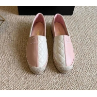 Popular Style Chanel Patchwork Leather Espadrilles 021746 White/Pink