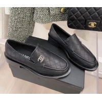 Super Quality Chanel Quilted Leather Loafers 021827 Black