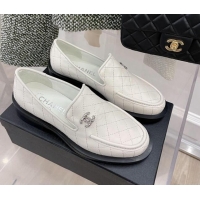 Fashion Chanel Quilted Leather Loafers 021827 White