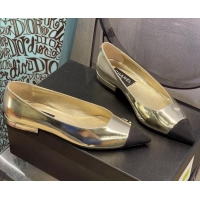 Top Sale Chanel Patent Leather Flat Ballerinas G38731 Gold