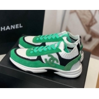 Feminine Chanel Knit & Suede Sneakers G38750 Green