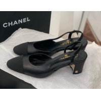 Luxury Cheap Chanel Leather Slingback Pumps 6.5cm G31318 Black