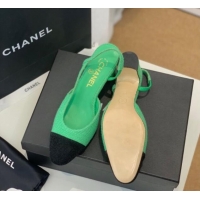 Sumptuous Chanel Fabric Slingback Pumps 6.5cm G31318 Green