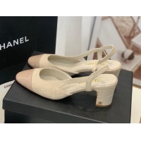 Low Price Chanel Canvas Slingback Pumps 6.5cm G31318 Beige