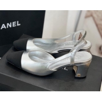 Charming Chanel Leather Slingback Pumps 6.5cm G31318 Silver