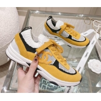 Comfortable Chanel Knit & Suede Sneakers G38750 Yellow