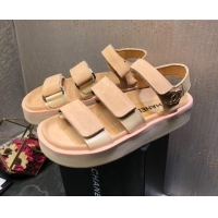 Popular Style Chanel Suede Strap Flat Sandals 030411 Camel Brown