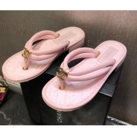 Best Quality Chanel Leather Thong Flat Sandals 030419 Pink