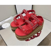 Sumptuous Chanel Leather Chain Sandals G33800 Red