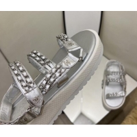 Unique Style Chanel Leather Chain Sandals G33800 Silver