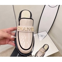 Expensive Chanel Shiny Calfskin Mules G37430 Apricot