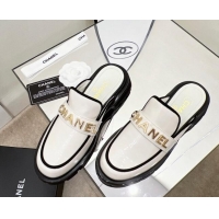 Best Price Chanel Shiny Calfskin Mules G37430 White