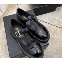 Best Price Chanel Calfskin Loafers with Buckle 030438 Black