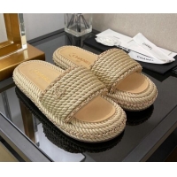 Popular Chanel Cord Flat Sandals 030446 Beige