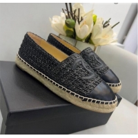 Duplicate Chanel Braided Fabric Espadrilles G29762 Black