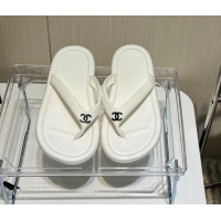 Low Price Chanel Thong Flat Slide Sandals White 030460