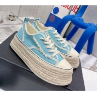 Good Product Chanel Canvas Platform Sneakers 5cm 030462 Blue