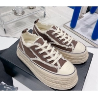 Charming Chanel Canvas Platform Sneakers 5cm Brown 030468