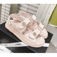 Trendy Design Chanel Stone Embossed Strap Sandals G35927 Light Pink